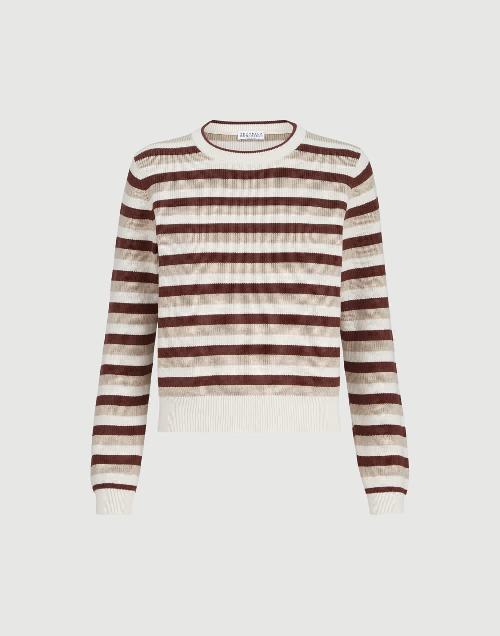 Jersey de algodón a rayas Marrón Mujer - Brunello Cucinelli