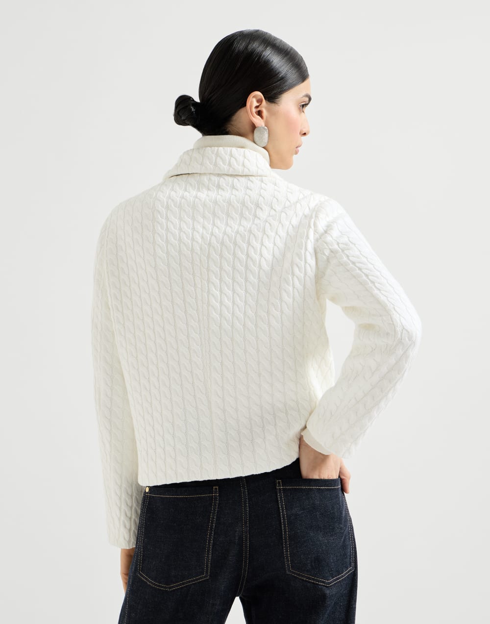 Cable knit blazer White Woman - Brunello Cucinelli