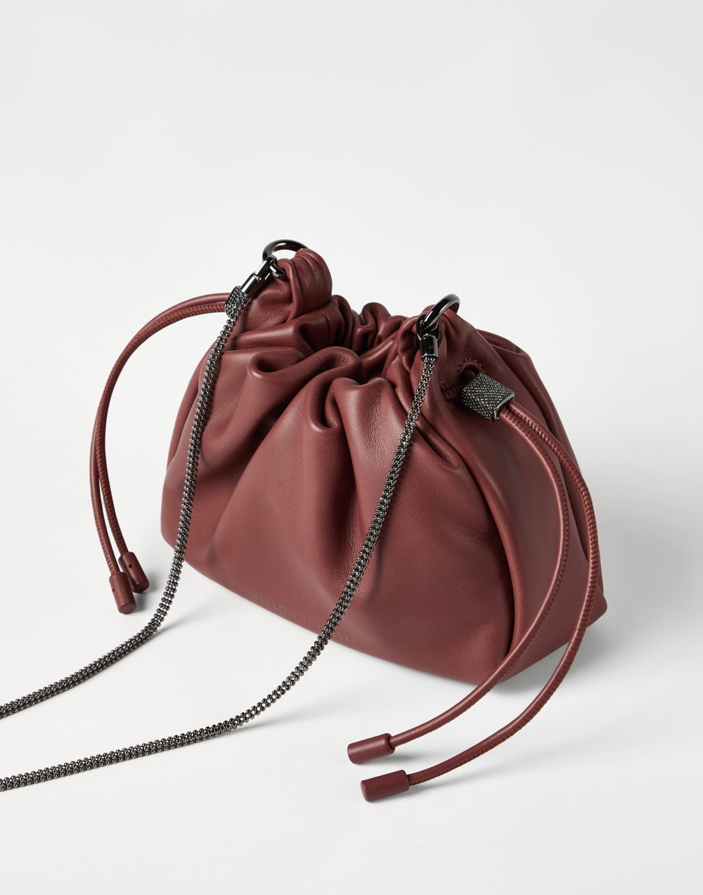 Soft leather mini Mellow Bucket bag Firebrick Woman - Brunello Cucinelli