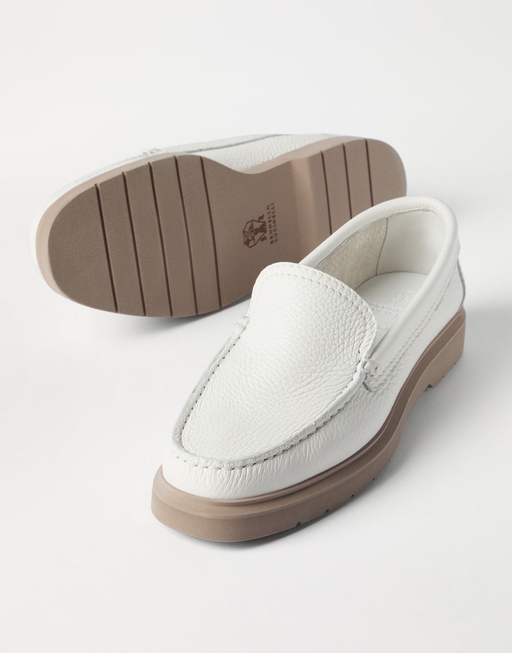 Mocasines de piel Soft Blanco Mujer - Brunello Cucinelli