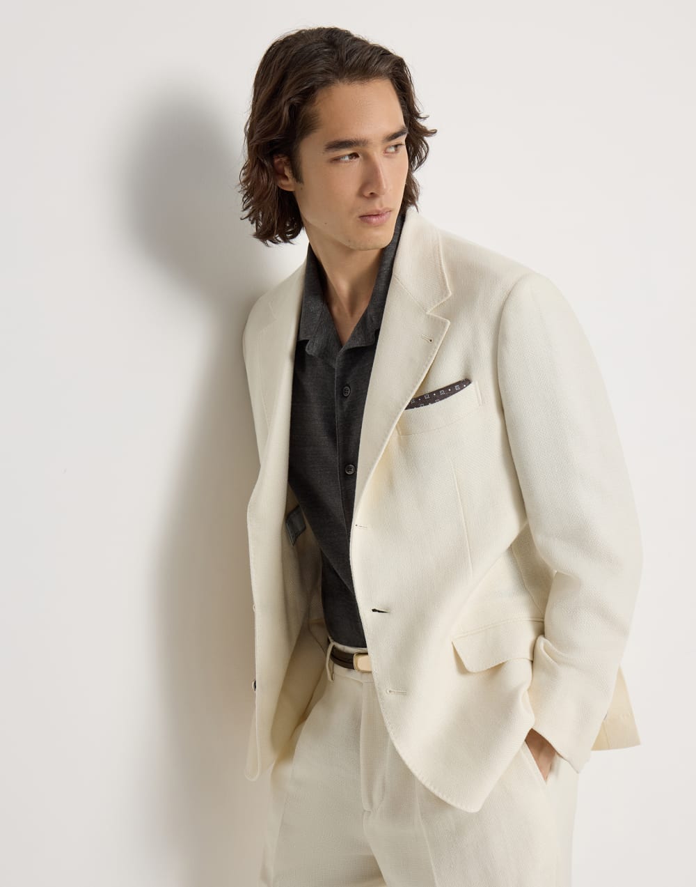 Hopsack deconstructed blazer Off-White Man - Brunello Cucinelli