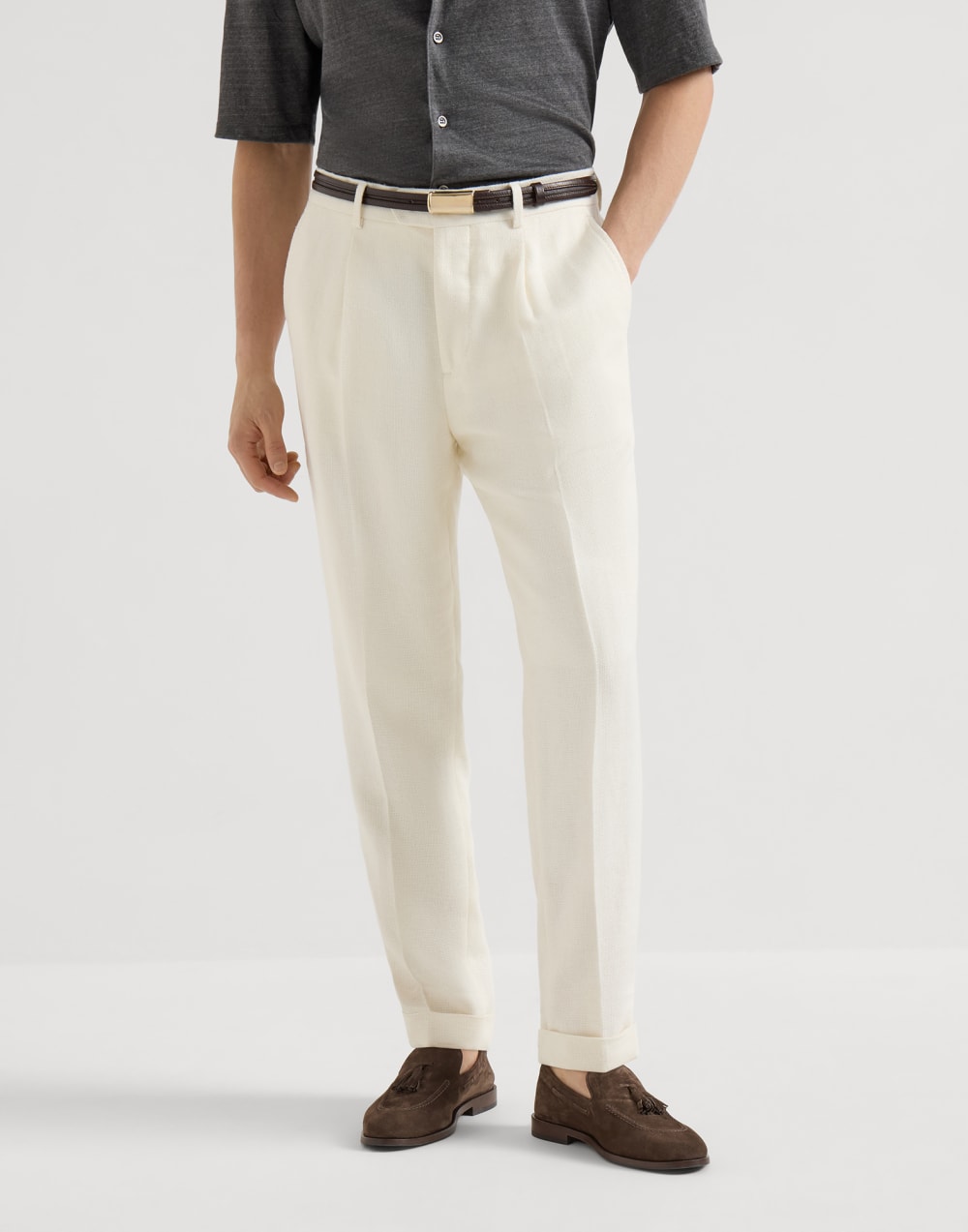 Trousers with pleats Off-White Man - Brunello Cucinelli