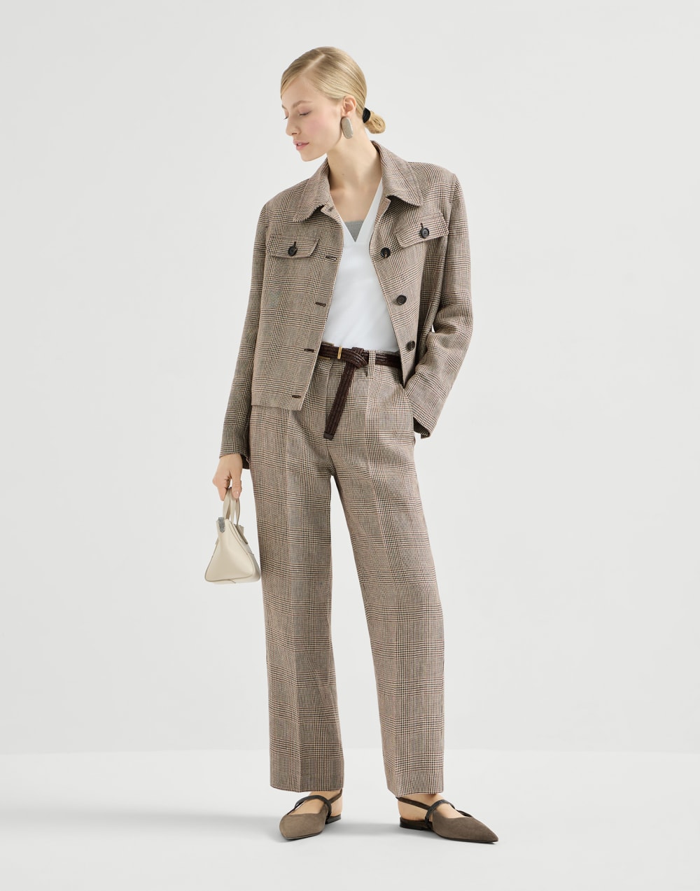 Tee-shirt en jersey côtelé Blanc Femme - Brunello Cucinelli