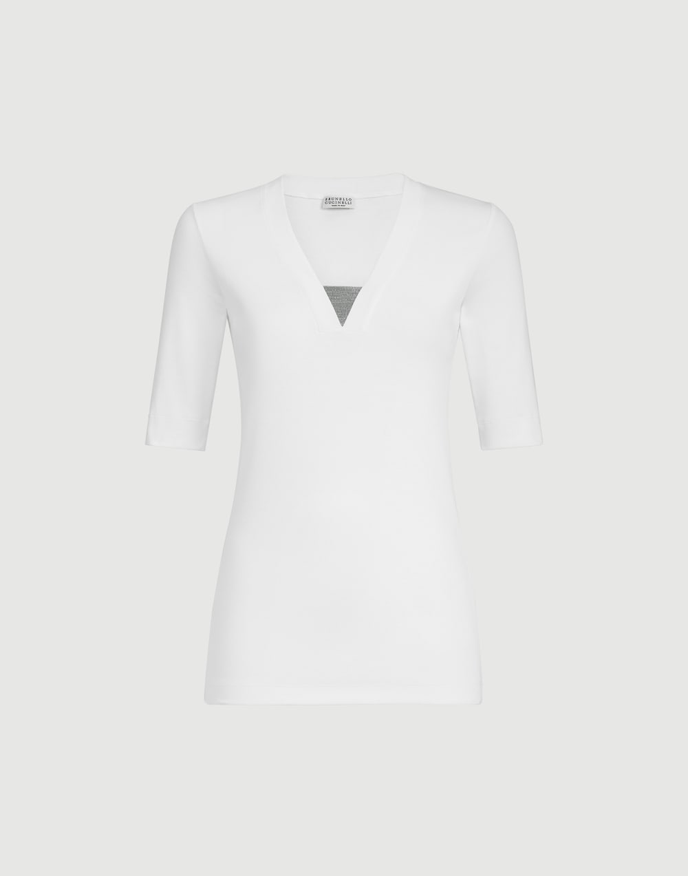 Tee-shirt en jersey côtelé Blanc Femme - Brunello Cucinelli