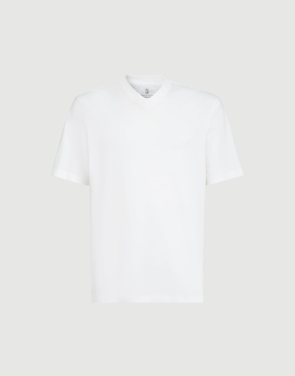 Футболка с V-образным вырезом из хлопкового джерси Белый Мужчина - Brunello Cucinelli