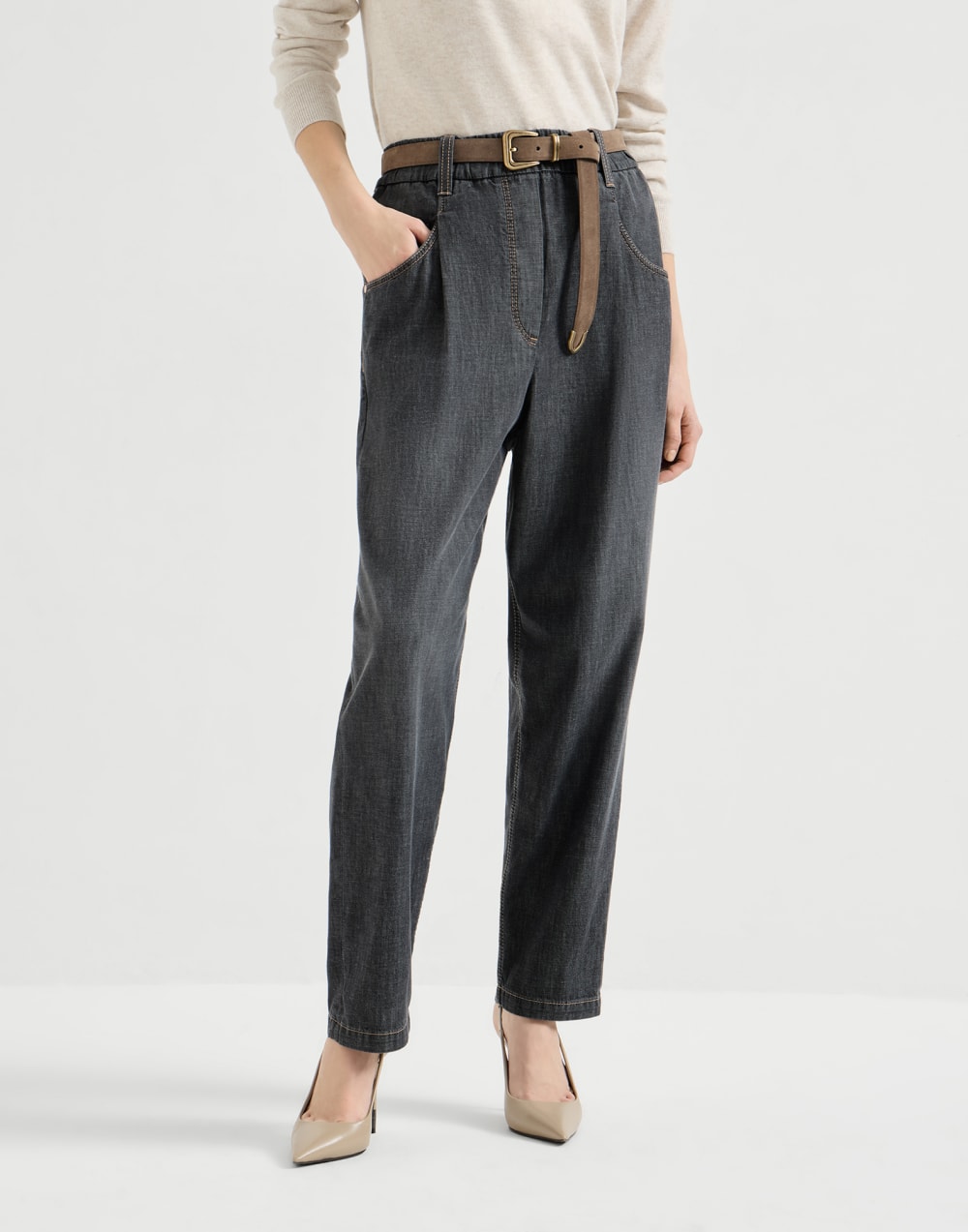 Pantalon cinq poche Gris Foncé Femme - Brunello Cucinelli