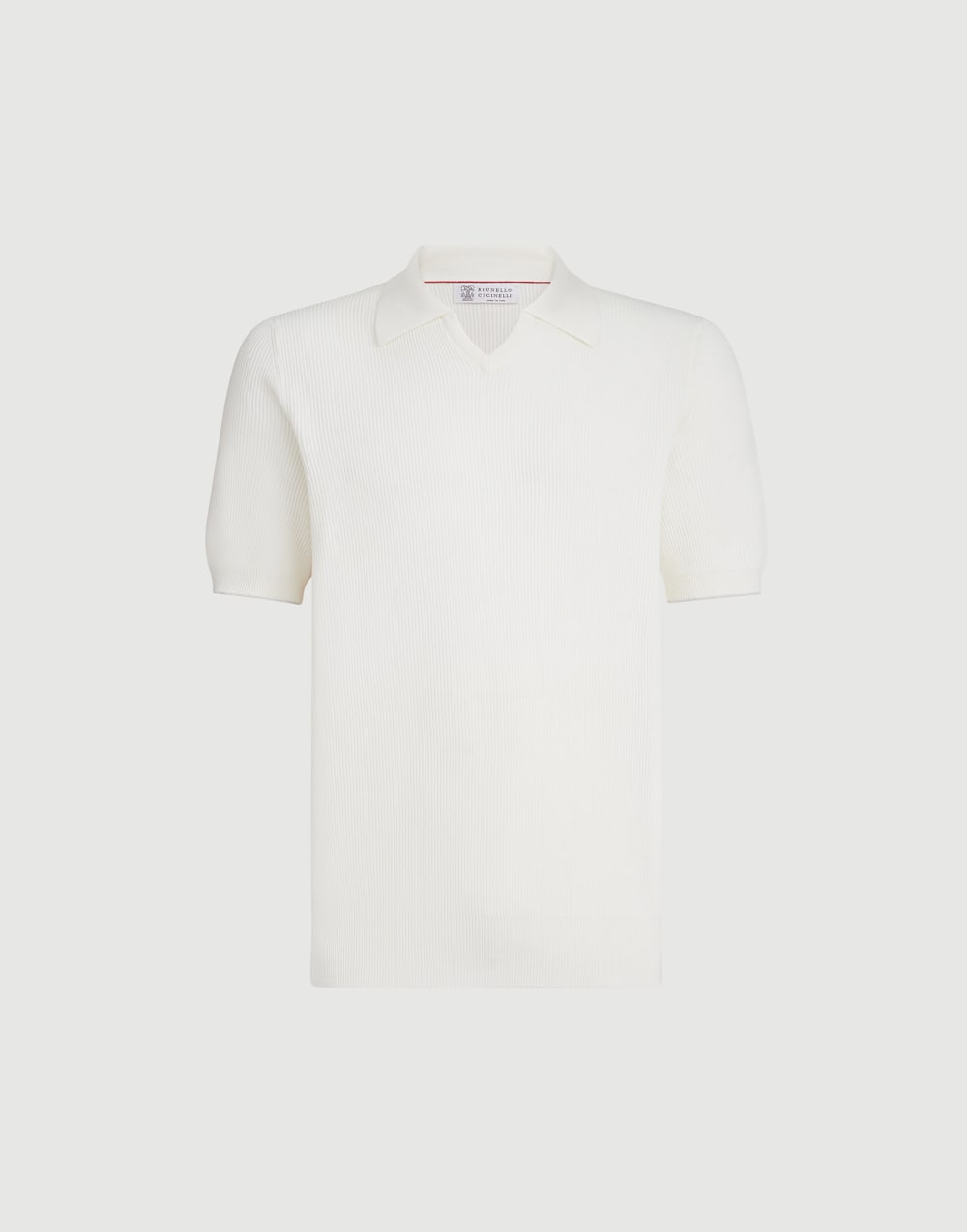 Cotton English rib knit polo White Man - Brunello Cucinelli