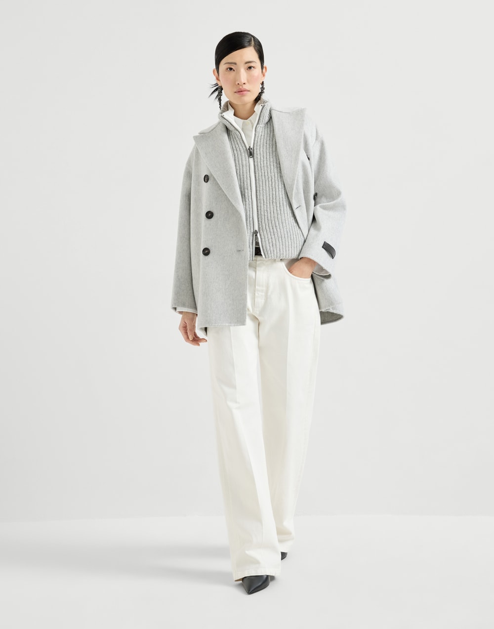 Cashmere down vest Light Grey Woman - Brunello Cucinelli