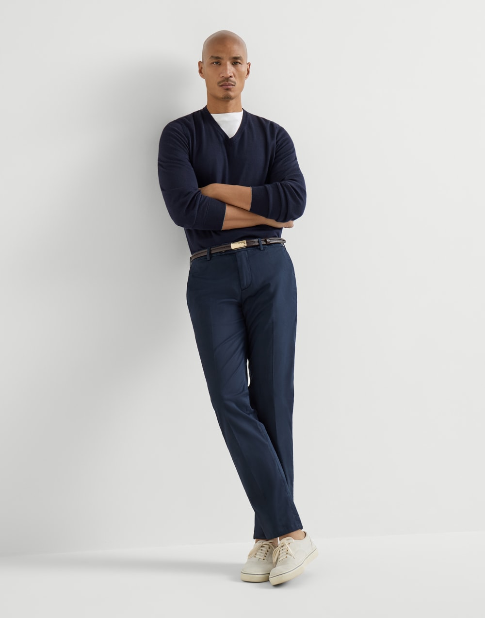 Comfort gabardine trousers Navy Blue Man - Brunello Cucinelli