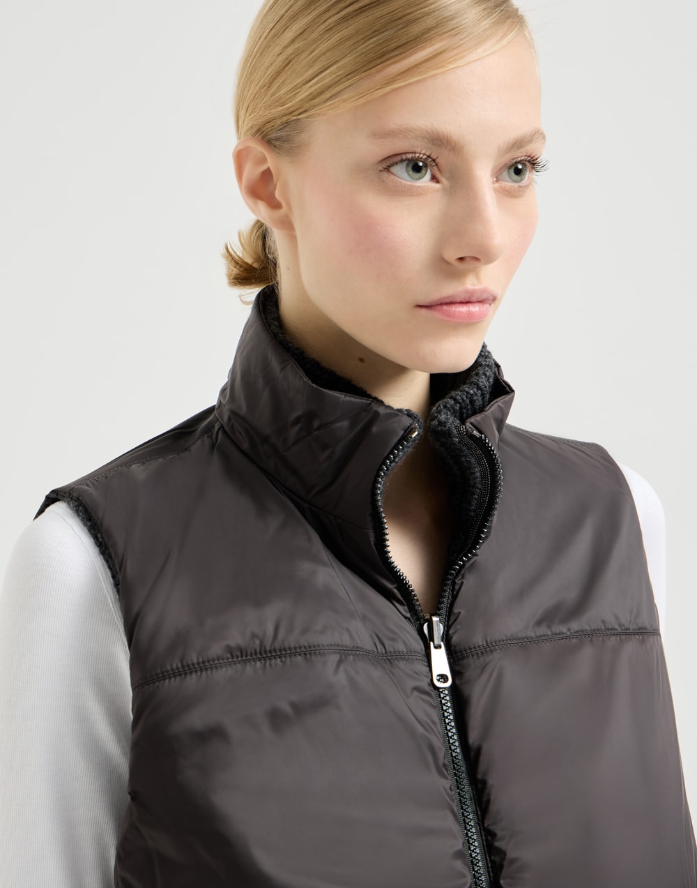 Cashmere down vest Lignite Grey Woman - Brunello Cucinelli