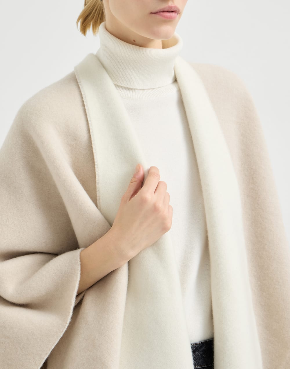 Wool and cashmere double knit poncho Panama Woman - Brunello Cucinelli