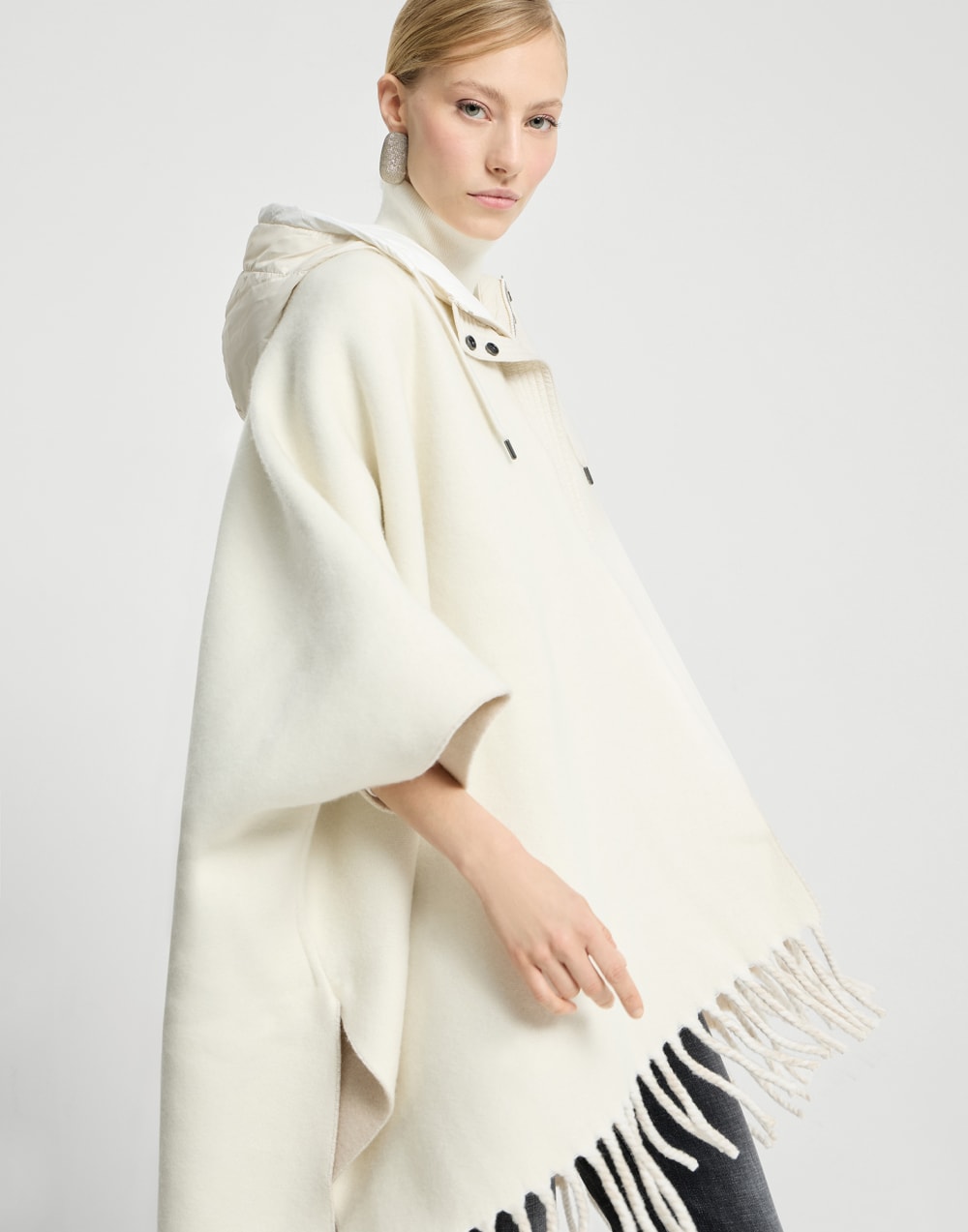 Wool and cashmere double knit poncho Panama Woman - Brunello Cucinelli