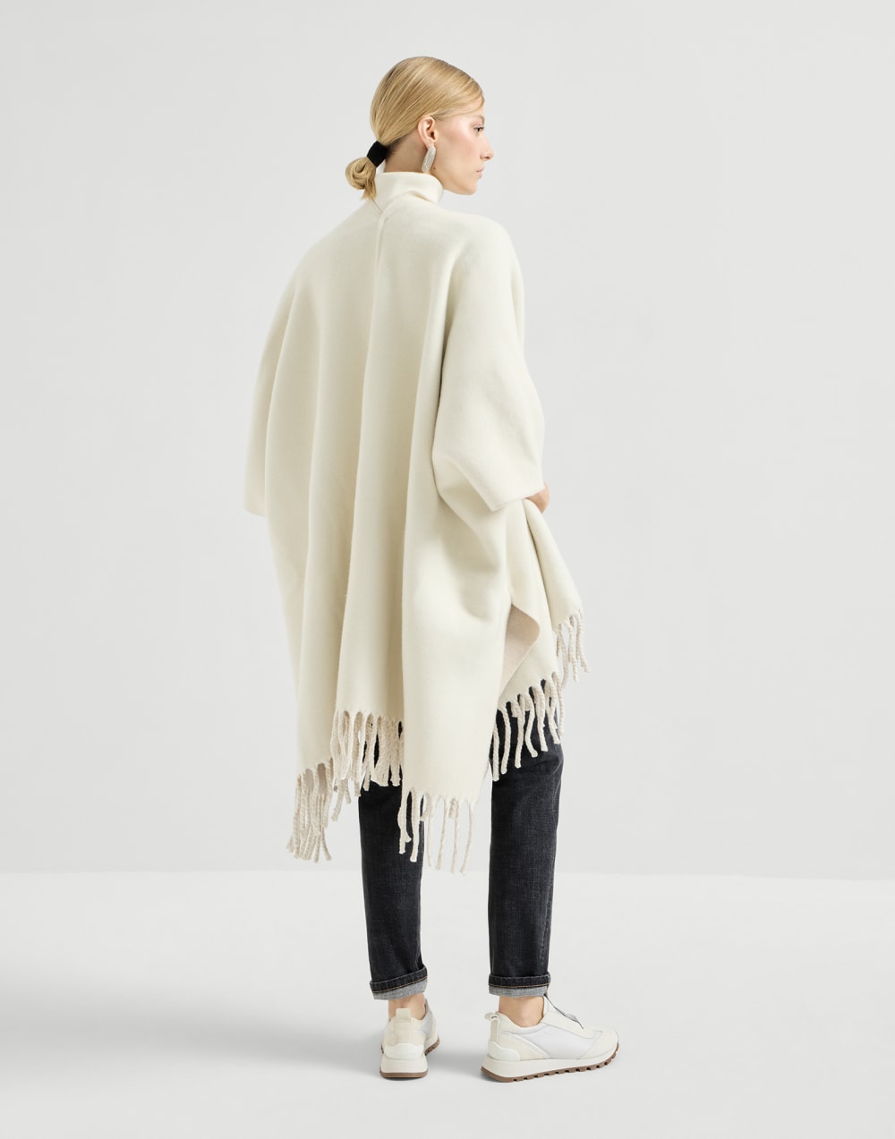 Wool and cashmere double knit poncho Panama Woman - Brunello Cucinelli