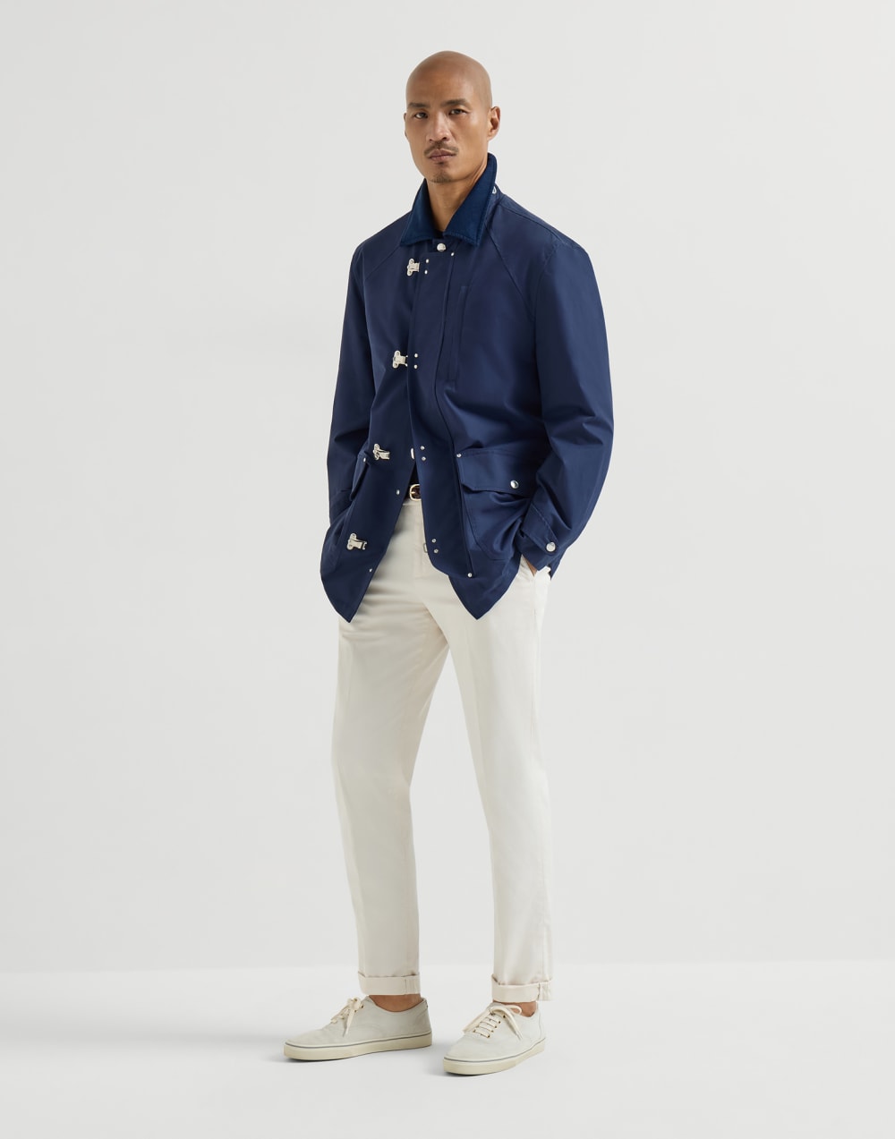 Брюки из комфортного габардина Белый с Сероватым Оттенком Мужчина - Brunello Cucinelli