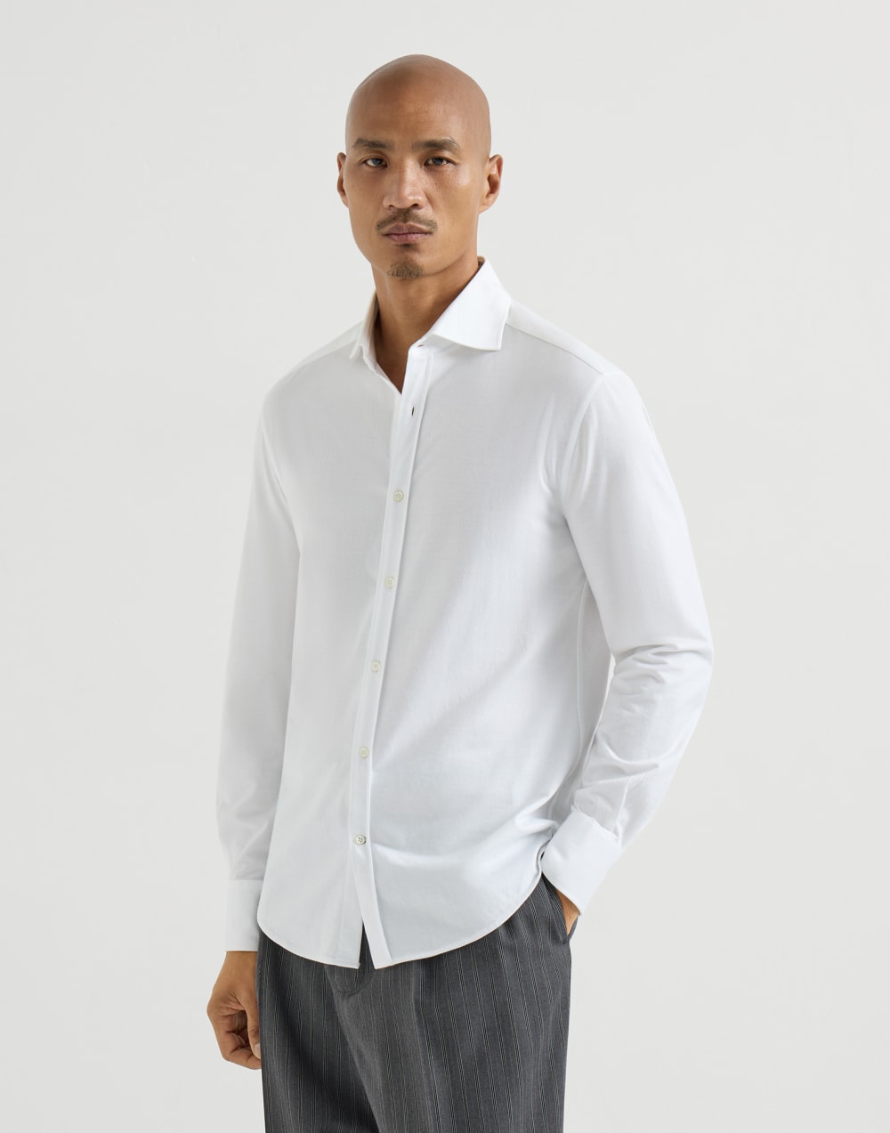 Piqué shirt White Man - Brunello Cucinelli
