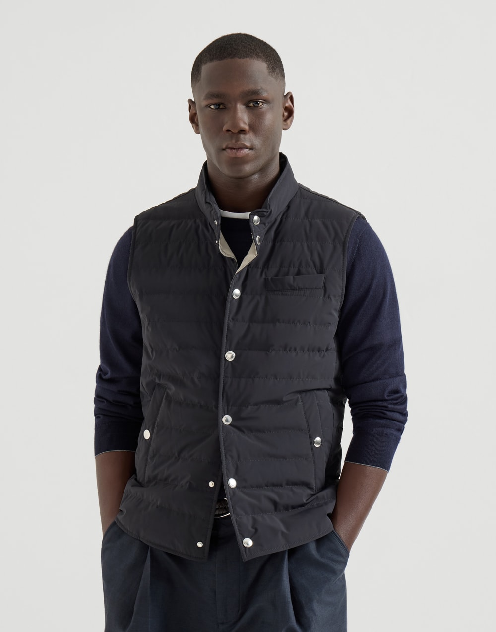 Doudoune en taffetas Bleu Marine Homme - Brunello Cucinelli