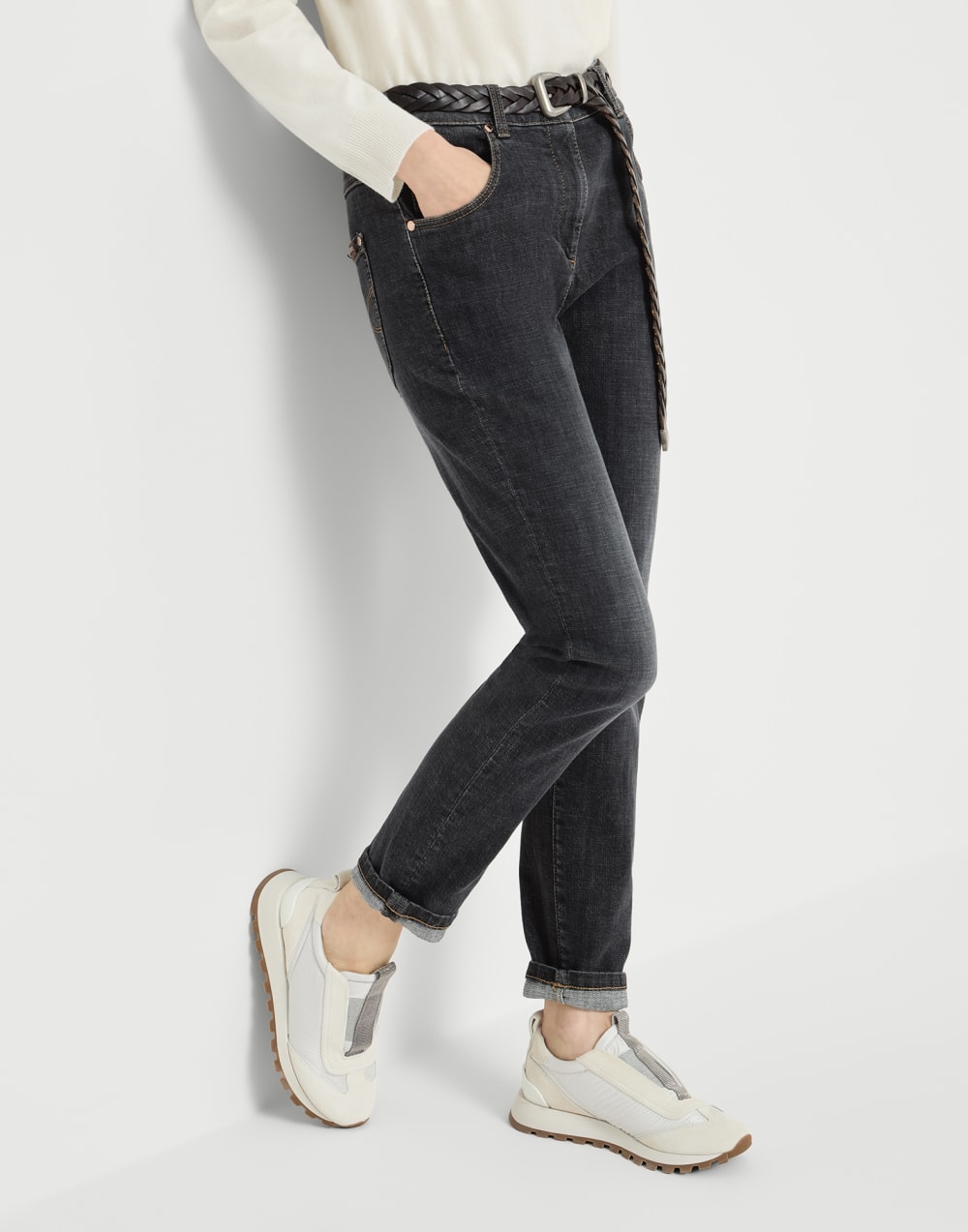 Pantalón Slim Gris Oscuro Mujer - Brunello Cucinelli