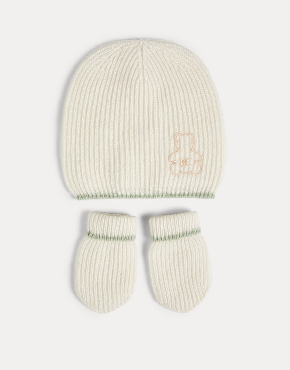 Baby Bernie beanie, gloves and socks set Mint Green Baby - Brunello Cucinelli