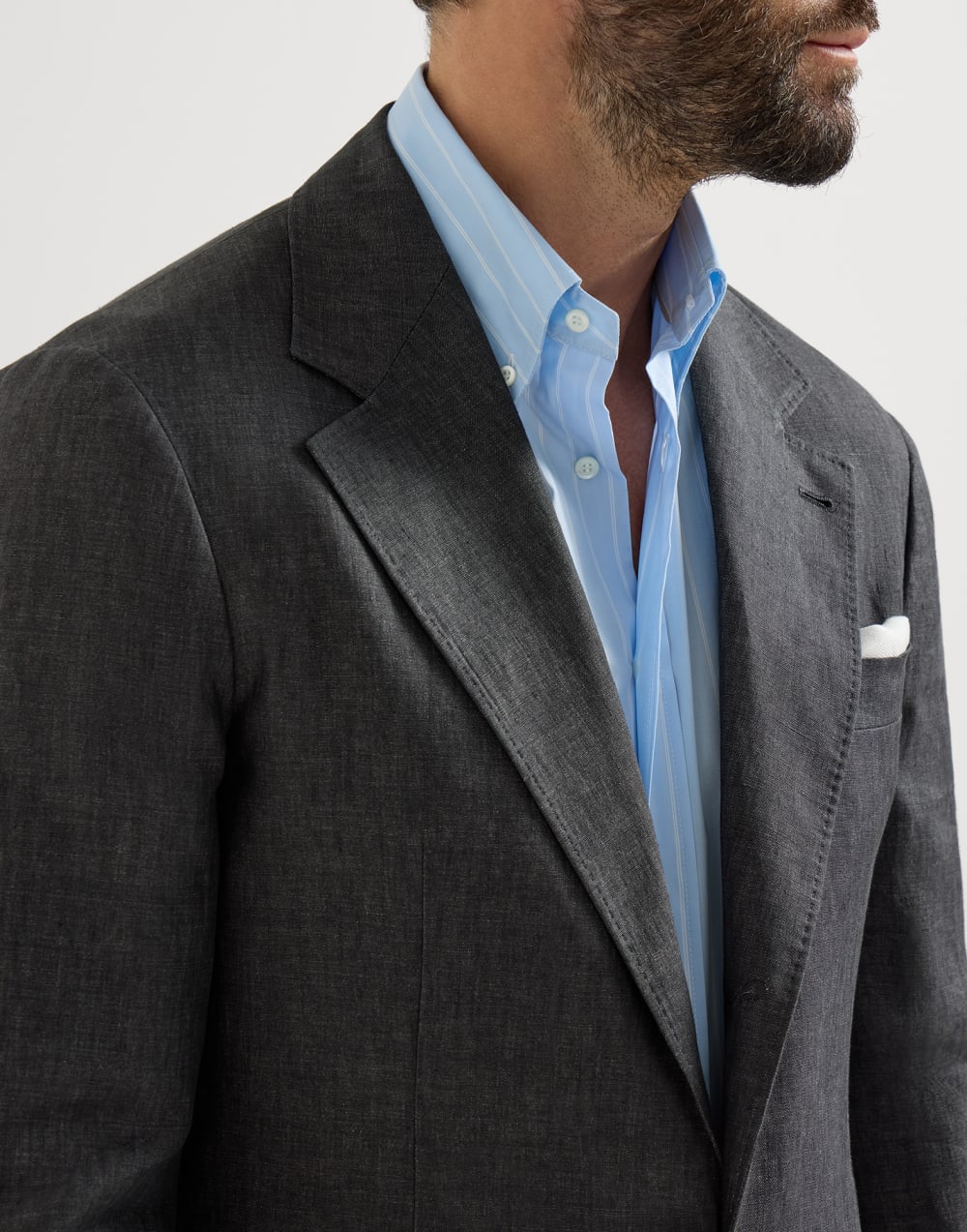 Blazer deconstruido de lino Antracita Hombre - Brunello Cucinelli