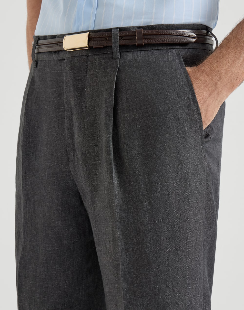 Délavé linen trousers Anthracite Man - Brunello Cucinelli