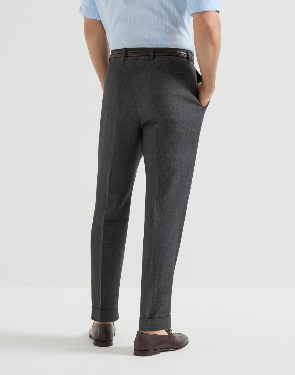 Délavé linen trousers Anthracite Man - Brunello Cucinelli