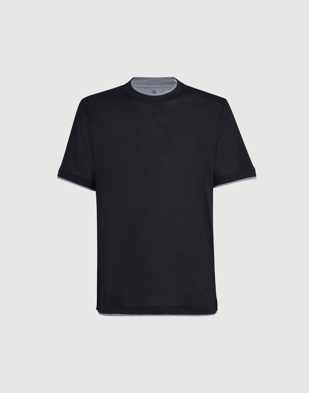 T-shirt with faux-layering Black Man - Brunello Cucinelli