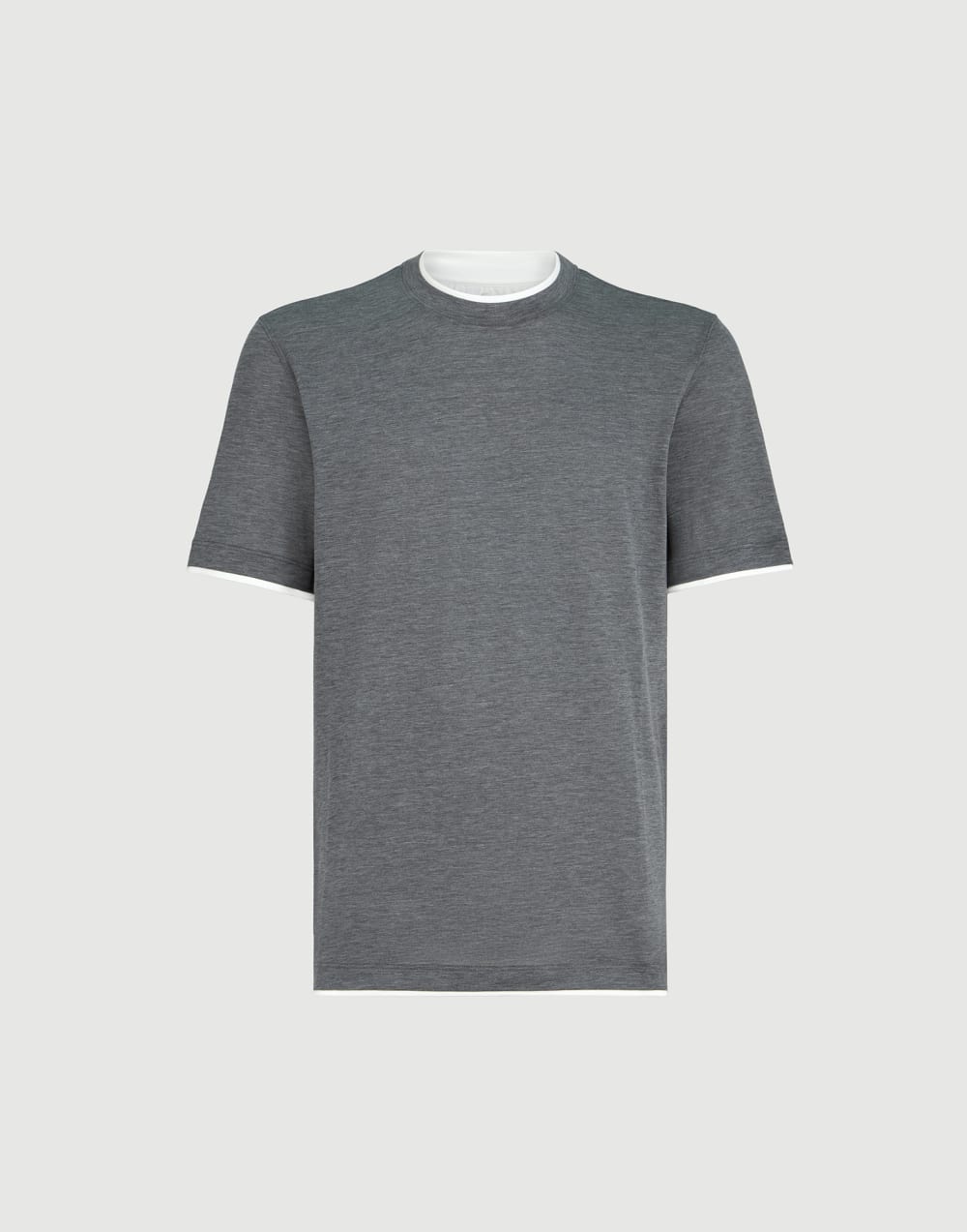 T-shirt with faux-layering Dark Grey Man - Brunello Cucinelli
