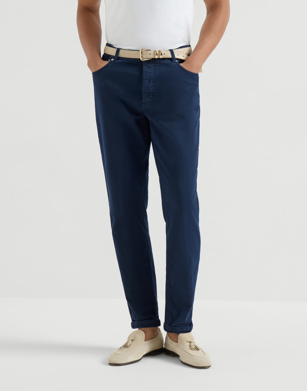 Lightweight denim trousers Navy Blue Man - Brunello Cucinelli