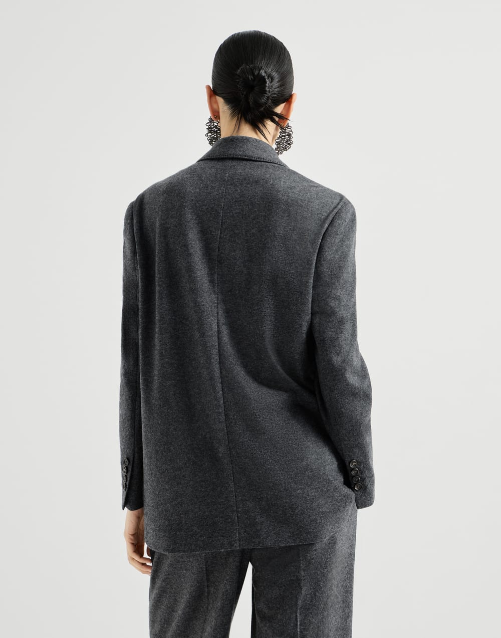 Cashmere jersey blazer with monili Anthracite Woman - Brunello Cucinelli