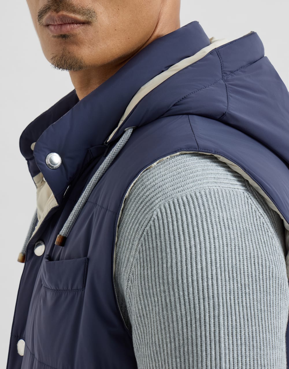 Daunenweste aus Nylon Blau Herren - Brunello Cucinelli