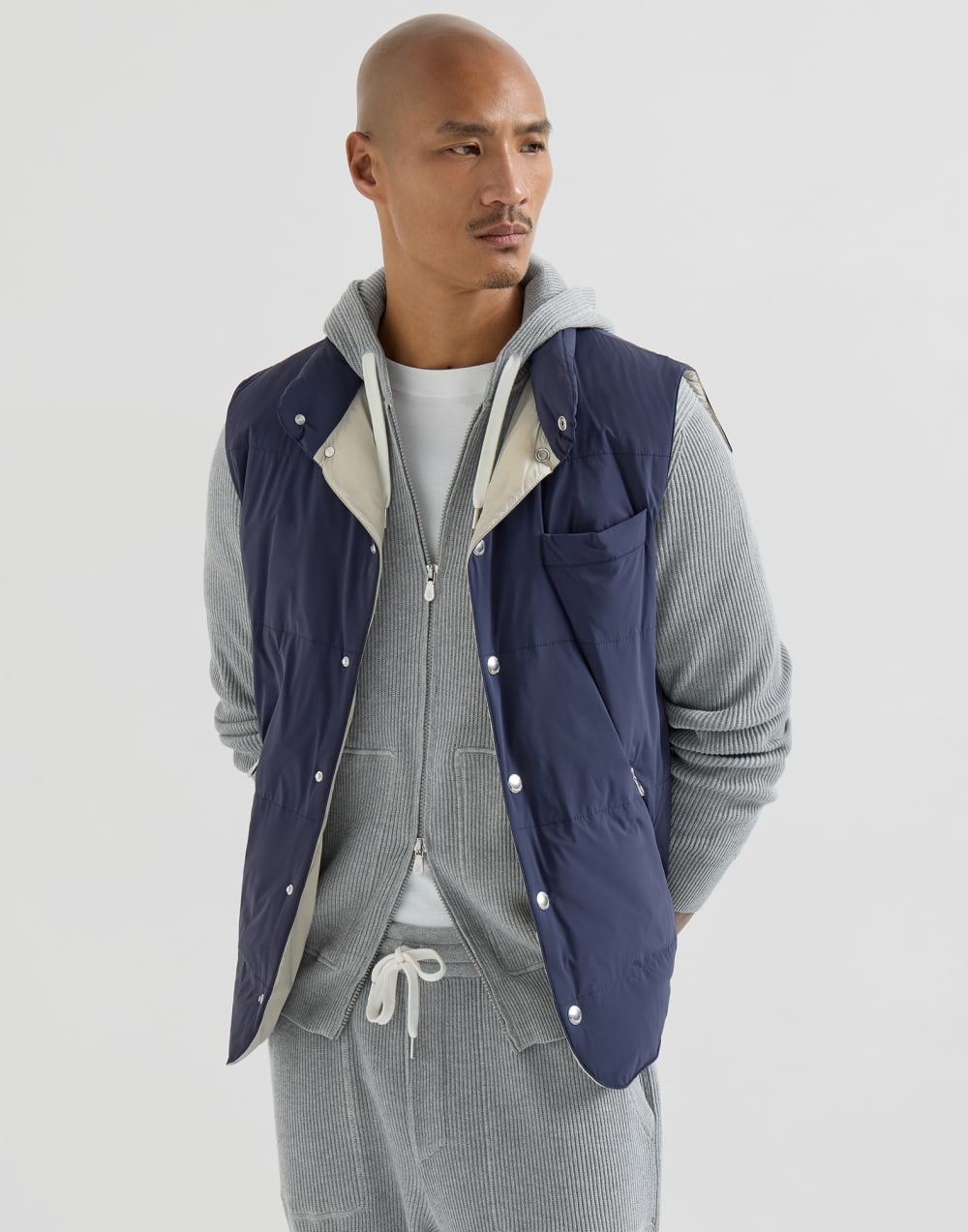 Daunenweste aus Nylon Blau Herren - Brunello Cucinelli