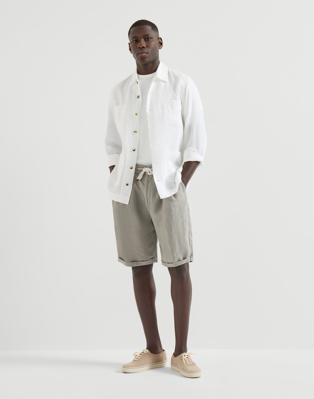Bermudas de gabardina Khaki Hombre - Brunello Cucinelli