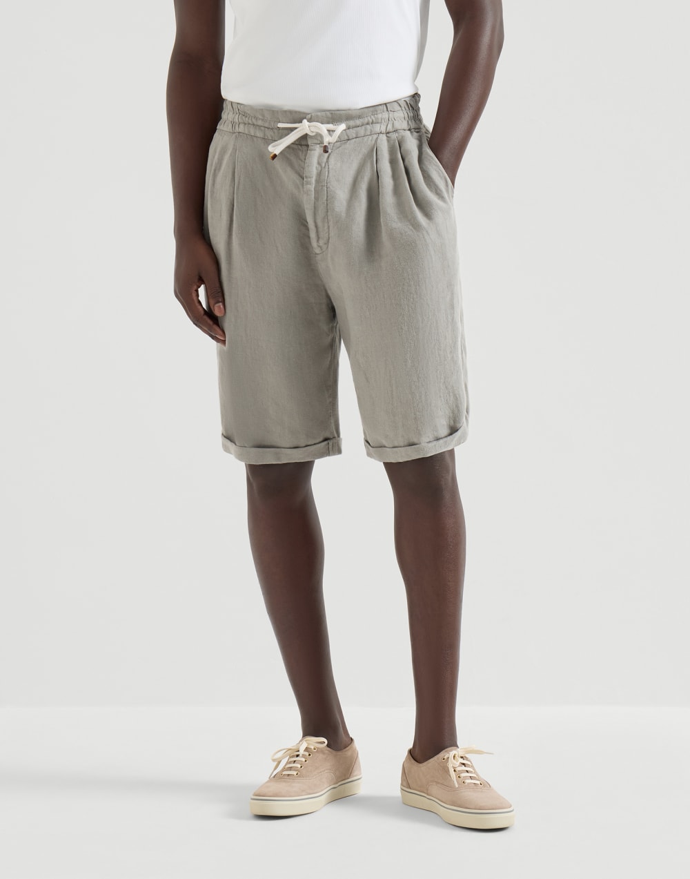 Bermudas de gabardina Khaki Hombre - Brunello Cucinelli