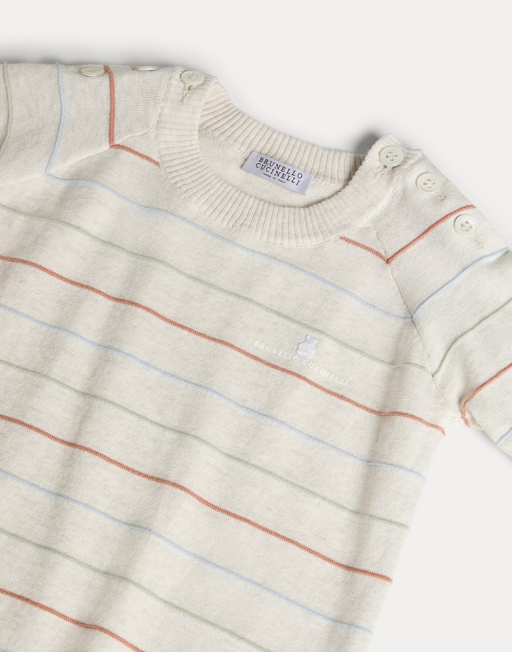 Bernie Baby knit coverall Oat Baby - Brunello Cucinelli