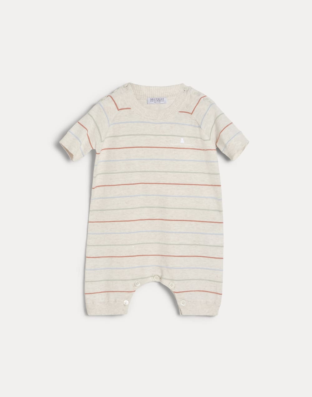Bernie Baby knit coverall Oat Baby - Brunello Cucinelli