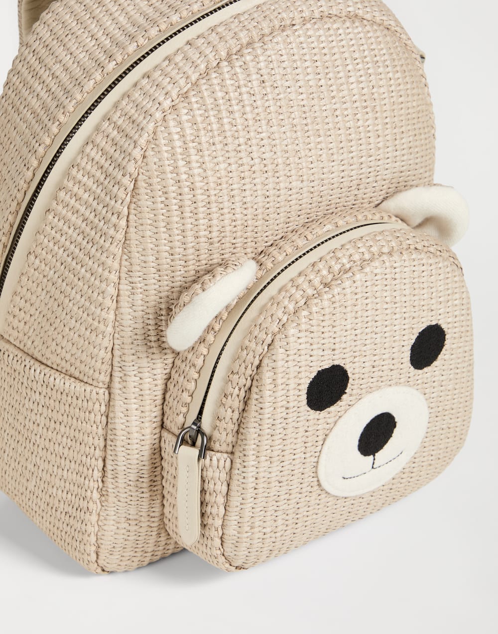 Techno raffia bear backpack Beige Girls - Brunello Cucinelli
