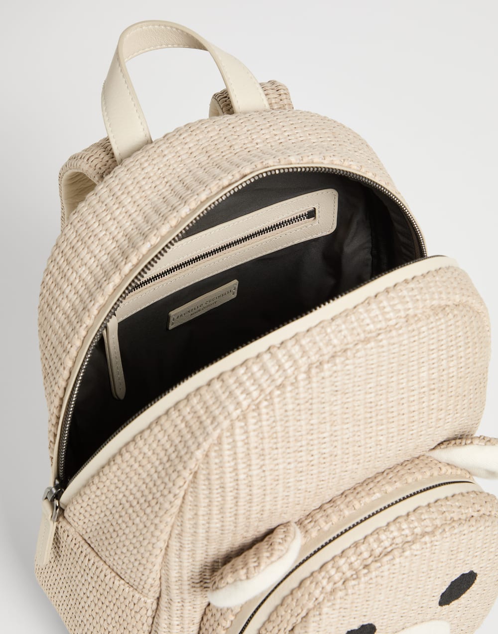 小熊拉菲草双肩包 米黄 女童 - Brunello Cucinelli