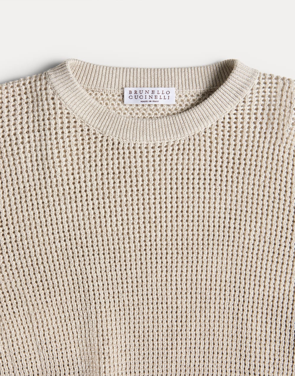 Sparkling cotton ribbed net sweater Oat Girls - Brunello Cucinelli