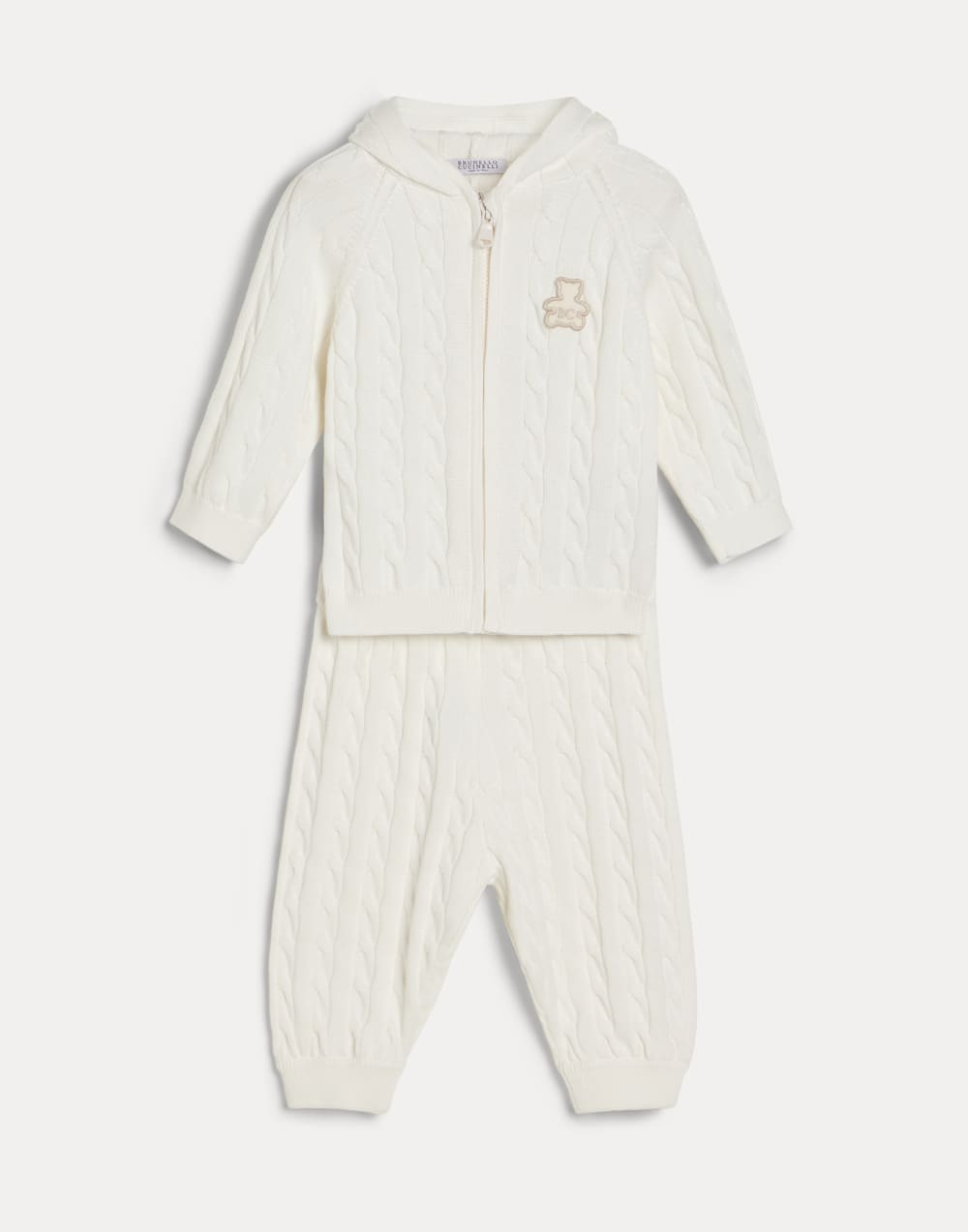 Baby Bernie cable knit coordinated set Panama Baby - Brunello Cucinelli