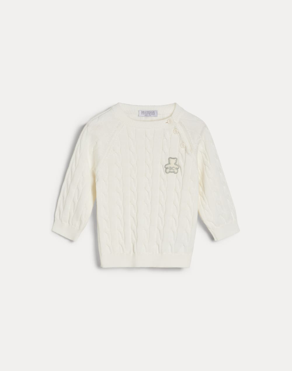 Cotton cable knit Baby Bernie sweater Panama Baby - Brunello Cucinelli