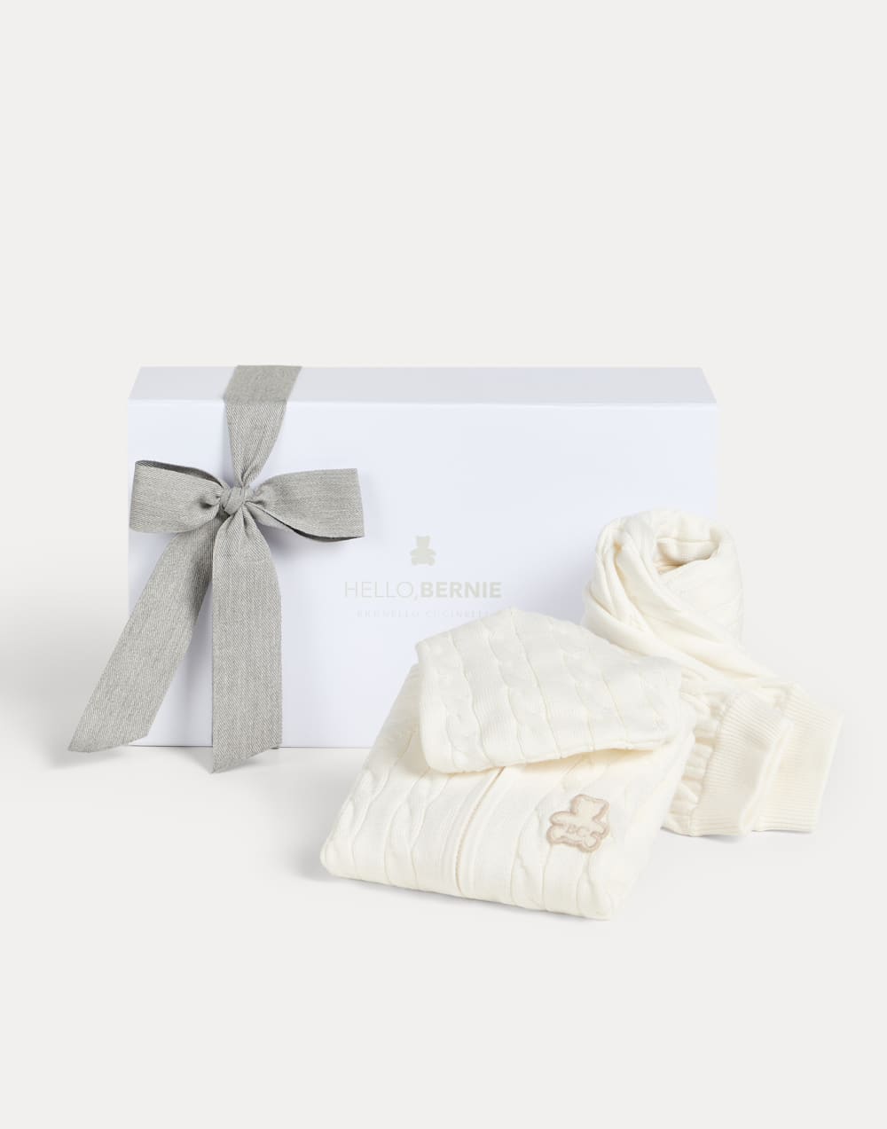 Baby Bernie-Set in Zopfstrick Panama Baby - Brunello Cucinelli