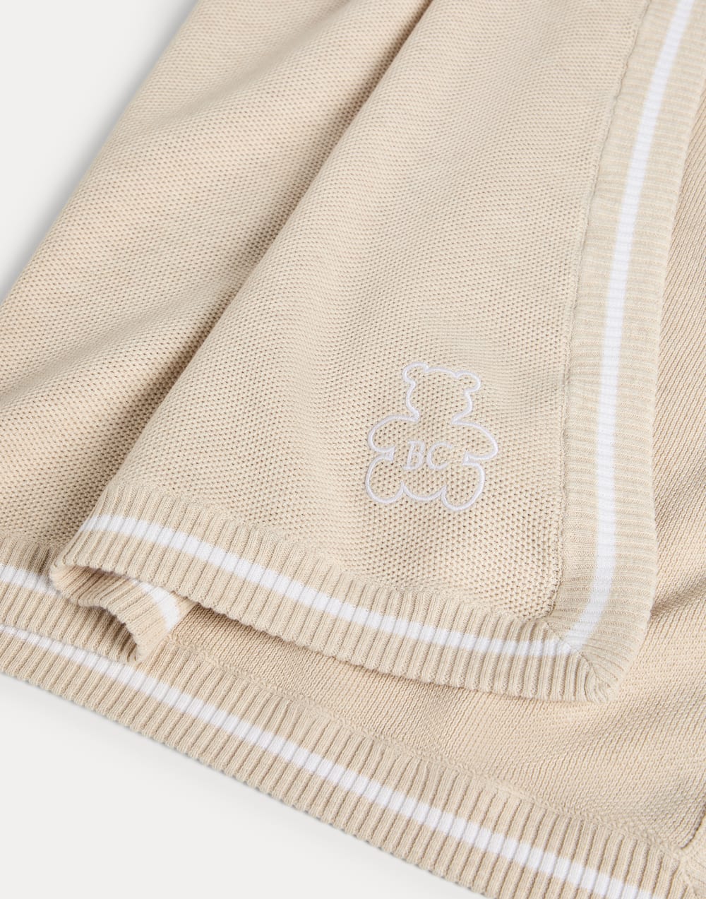 Baby Bernie blanket with embroidery Sand Baby - Brunello Cucinelli
