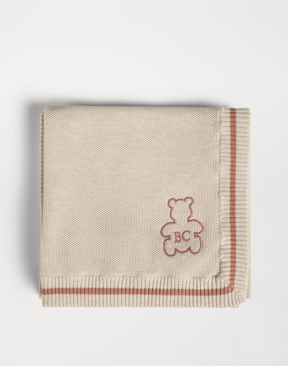 Baby Bernie blanket with embroidery Beige Baby - Brunello Cucinelli