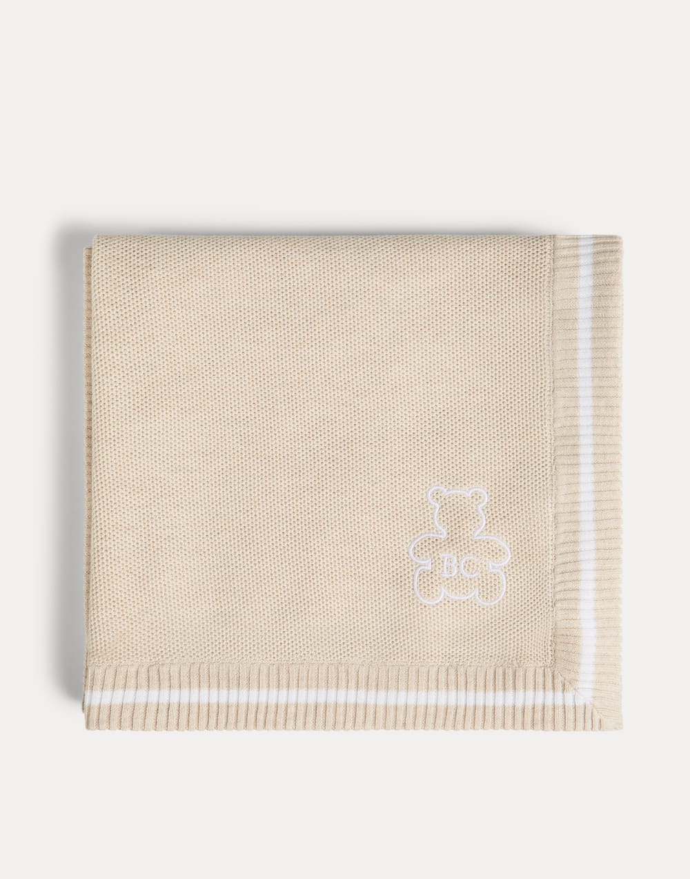 Baby Bernie blanket with embroidery Sand Baby - Brunello Cucinelli