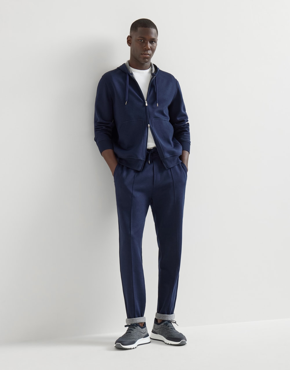 Zapatillas de running de punto Azul Aviación Hombre - Brunello Cucinelli