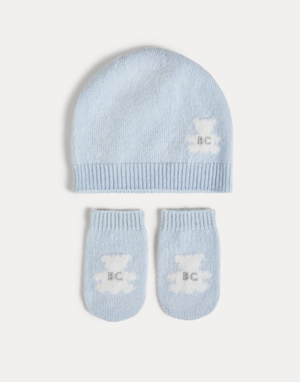 Baby Bernie beanie, gloves and socks set Sky Blue Baby - Brunello Cucinelli