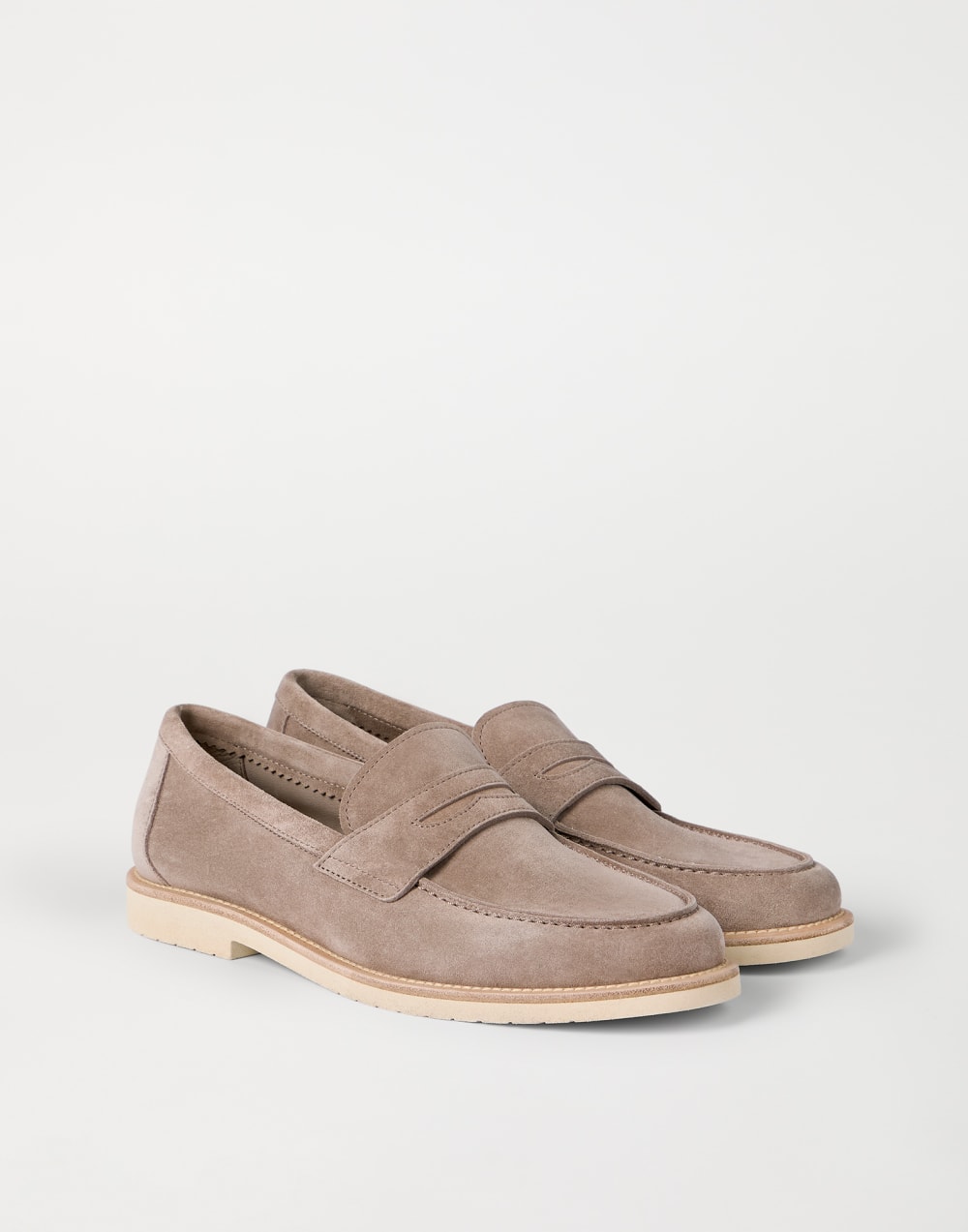 Penny loafers en veau Beige Clair Homme - Brunello Cucinelli