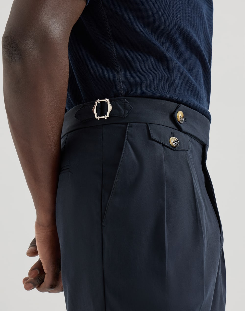 Hose aus Baumwoll-Batavia Navy-Blau Herren - Brunello Cucinelli