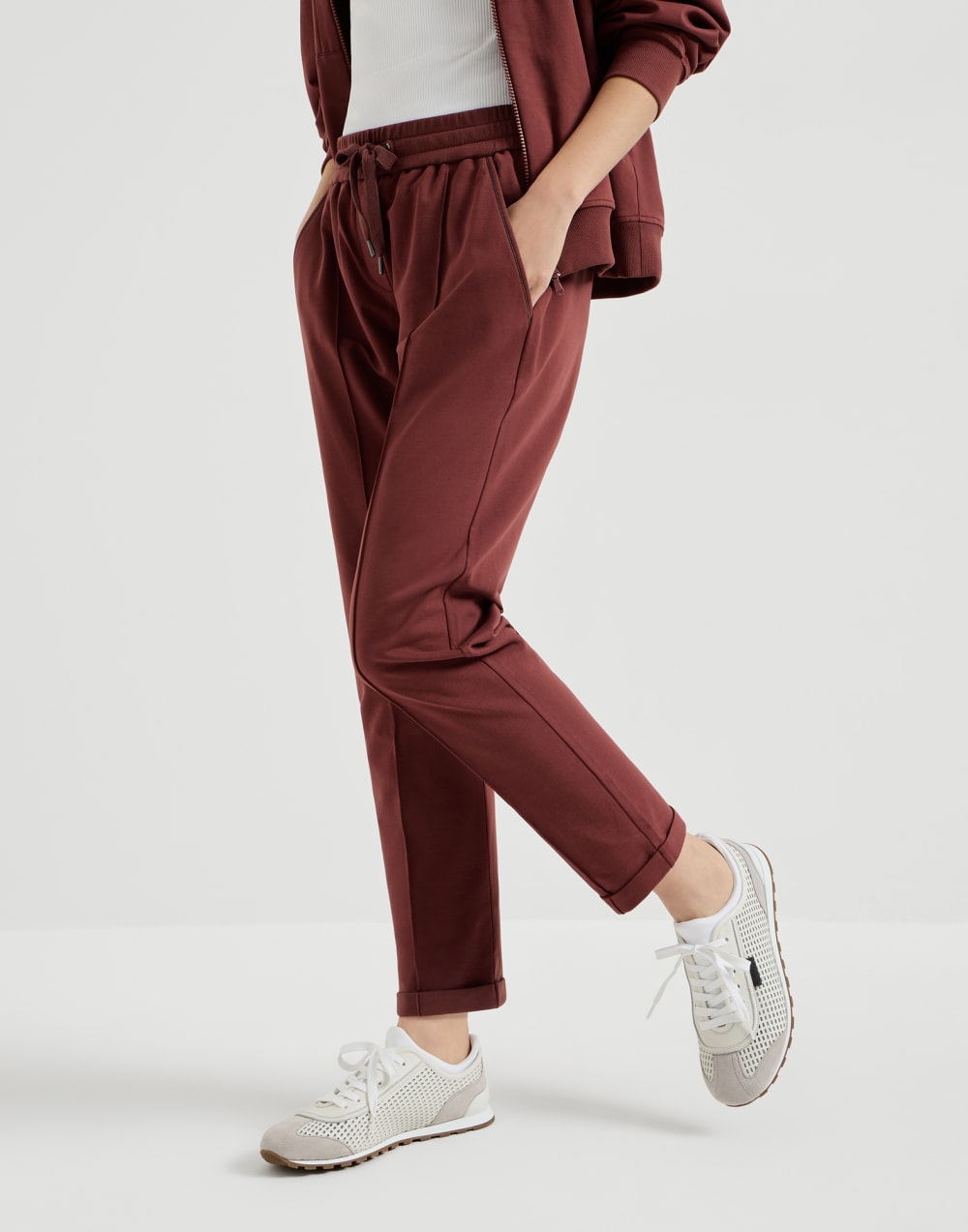Track trousers with monili Red Woman - Brunello Cucinelli