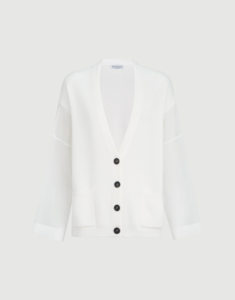 Cárdigan acanalado Blanco Mujer - Brunello Cucinelli